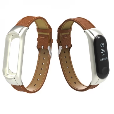 Cinturino cinturino in vera pelle con cinturino in lino Xiaomi Mi Band 3