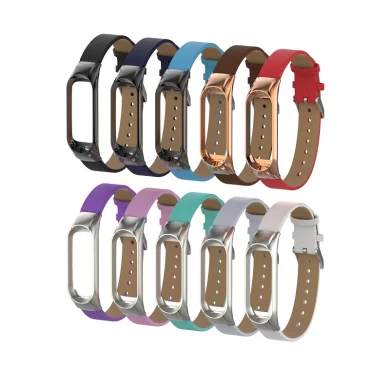 CBXM342 New Metal Buckle Colorful Slim Leather Strap For Xiaomi Mi Band 3