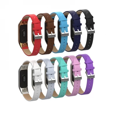 CBXM342 New Metal Buckle Colorful Slim Leather Strap For Xiaomi Mi Band 3