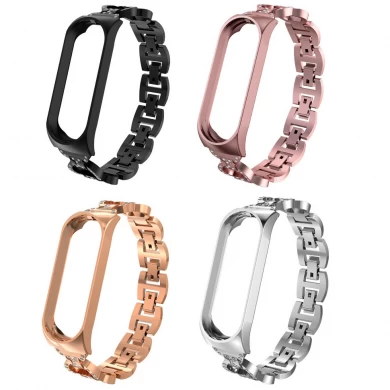 CBXM365 Hollow-out Design Rhinestone Stainless Steel Watch Strap For Xiaomi Mi Band 3