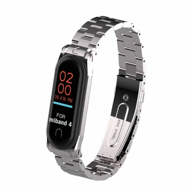 CBXM403 Mi Band 4 Strap 3-Link Chain Stainless Steel Metal Watch Band