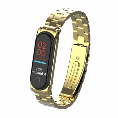 CBXM403 Mi Band 4 Strap 3-Link Chain Stainless Steel Metal Watch Band