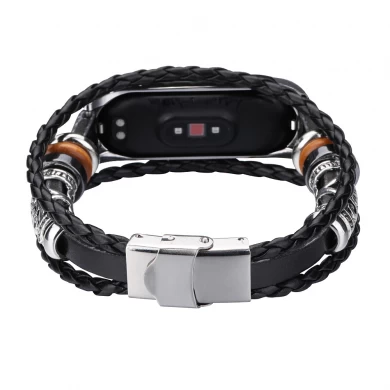 CBXM530 Bracelet en cuir tissé perlé de Style ethnique pour bracelet intelligent Xiaomi Mi Band 5