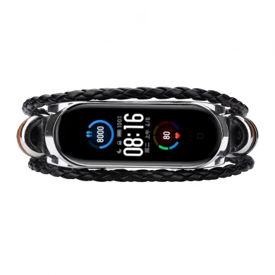 Cinturino da polso in pelle intrecciata stile etnico CBXM530 per braccialetto intelligente Xiaomi Mi Band 5