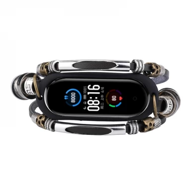 CBXM536 Retro Miband 5 Strap Bracelet en cuir pour Xiaomi Mi Band 5 Correa