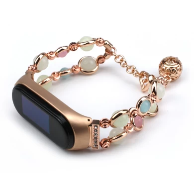 CBXM555 Luksusowy Luminous Beaded Agate Jewelry Strap do bransoletki Xiaomi Mi Band 5