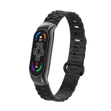 CBXM7-15 Metal Case Soft TPU Watch Strap For Xiaomi Mi Band 7 Smart Watch Wristband