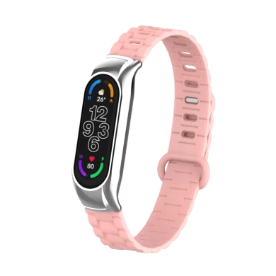 CBXM7-15 Metal Case Soft TPU Watch Strap For Xiaomi Mi Band 7 Smart Watch Wristband
