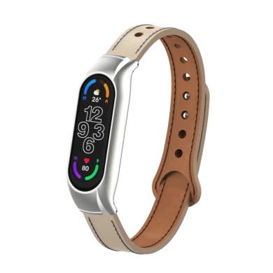 CBXM7-19 Trending Products Wrist Watch Leather Strap For Xiaomi Mi Band 7 Smartwatch