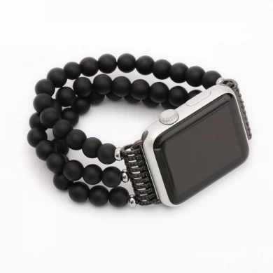 Handgemaakte zwarte agaat kralen elastische band horlogeband