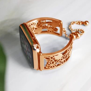 Damen Schmuck Armreif Edition Edelstahl Floral aushöhlen Armband Uhrenarmband