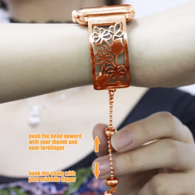 Damen Schmuck Armreif Edition Edelstahl Floral aushöhlen Armband Uhrenarmband