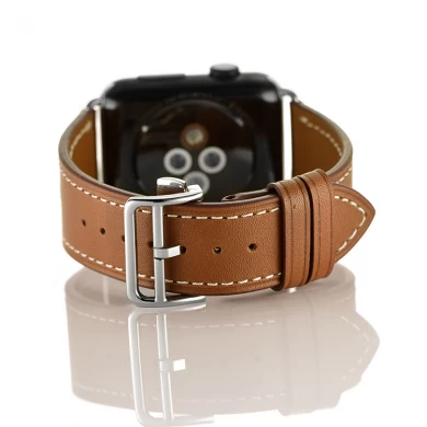 Leather iwatch Strap Replacement Band with Stainless Steel Folding Buckle