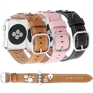 Luxury Leather Watchband Decorated with FLowers