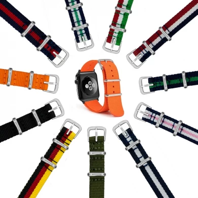 Nato04 Trendybay aangepaste gestreepte stof Nylon NAVO horlogebandje voor Apple Watch