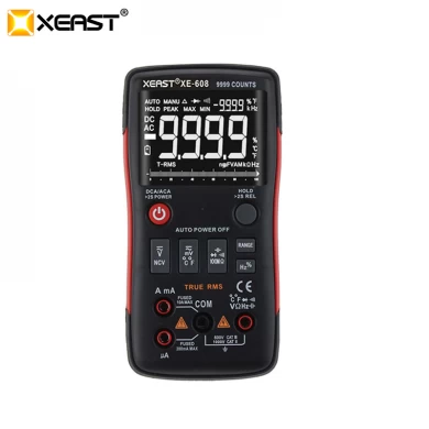 2018 ventas calientes XE-608 True-RMS multímetro digital Botón 9999 cuenta con gráfico de barras analógicas
