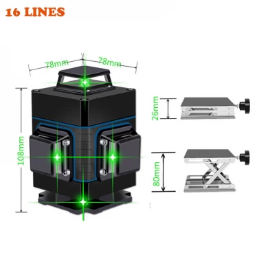 2019 XEAST 3/4D high precision green beam 12/16 lines level infrared light automatic line stick wall stickers