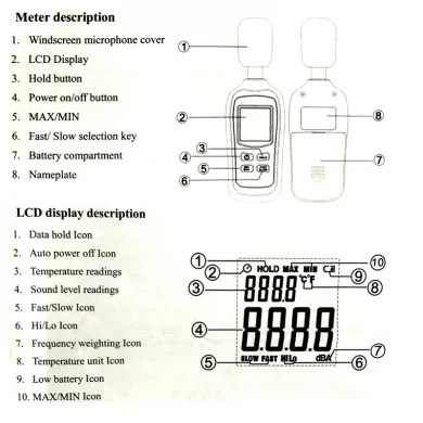 2019 XEAST Venta digital portátil de mano con pantalla lcd Mini medidor de nivel de sonido XE-911A