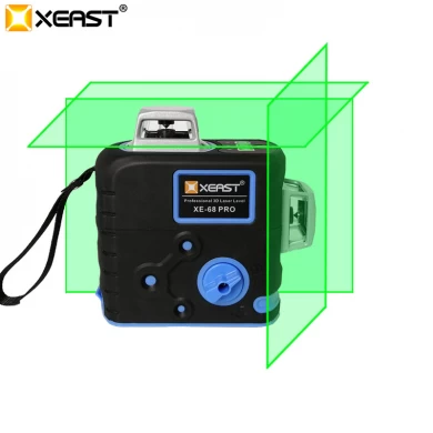 XEAST XE-68 PRO 12Lines Зеленый 3D лазерный уровень LR6 / Самонивелирующийся литиевый аккумулятор Горизонтальные и вертикальные линии Приемник может использовать приемник