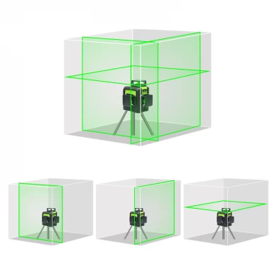 XEAST XE-903 12线激光水准仪360自动调平十字线3D激光水平绿光束带倾斜和室外模式可以使用接收器