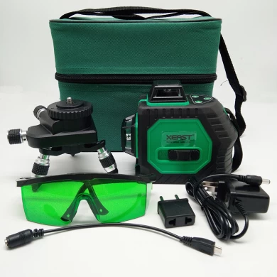 Xeast 12 lines Green beam 3D 360 degree Rotary Wall Multi cross Line Auto Self-Leveling Laser Level meter tool machine
