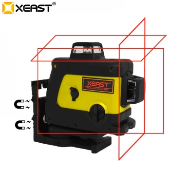 Xeast xe-70r 3d 360 12 linha nível laser vermelho auto-nivelamento barra brilho ao ar livre nível novo