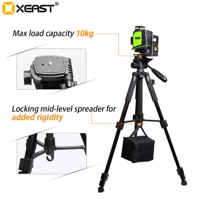 XEAST  Multi-function Travel Camera Tripod 56"/143cm Adjustable Laser Level Tripod with 3-Way Swivel Pan Head,with Bubble Level