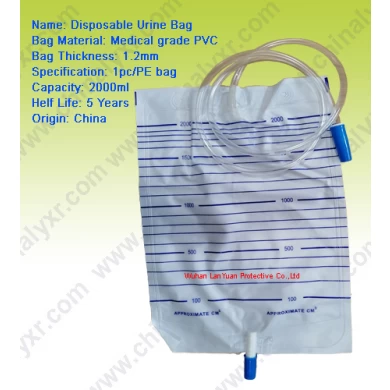 Sac d'urine jetable de 1000 ml 2000 ml