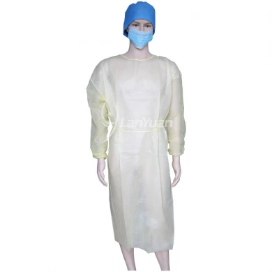 20g Yellow PP+PE Medical Isolation Gown with Elastic Cuffs