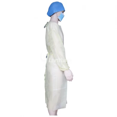 20g Yellow PP+PE Medical Isolation Gown with Elastic Cuffs
