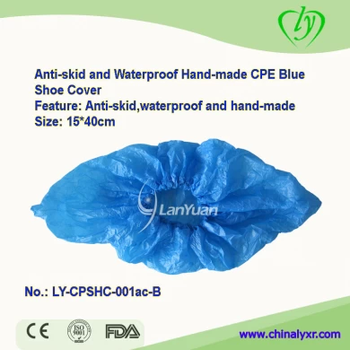 Anti-Skid and Waterproof Hand-Made CPE Blue Shoe Cover