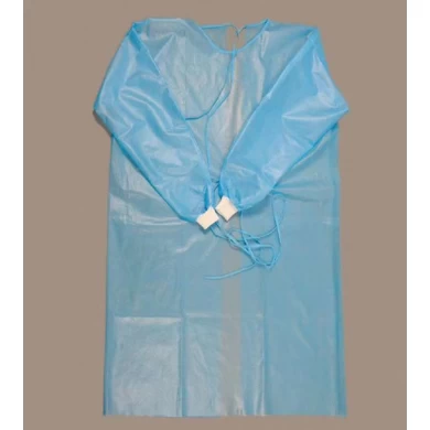 Blue High Quality Disposable PP+PE Coated Isolation Gown