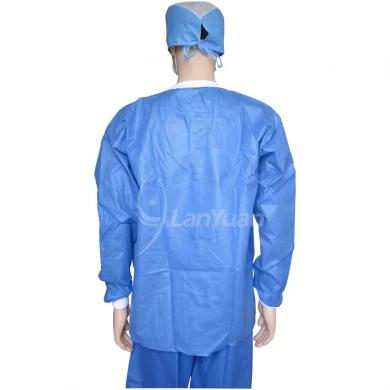 Blue Jacket Lab Coat With Knitted Cuffs and Collar