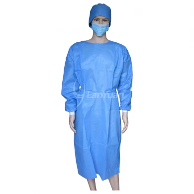 Blue Non-wovven SMS Surgical Gown With Knitted Cuffs