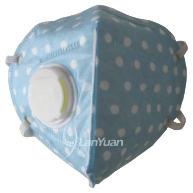 Blue Nonwoven Face Mask with White Dots Pattern and Valve