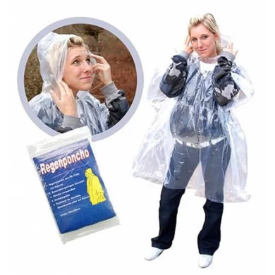 Clear Raincoat PE Emergency Portable Poncho for Adult and Children