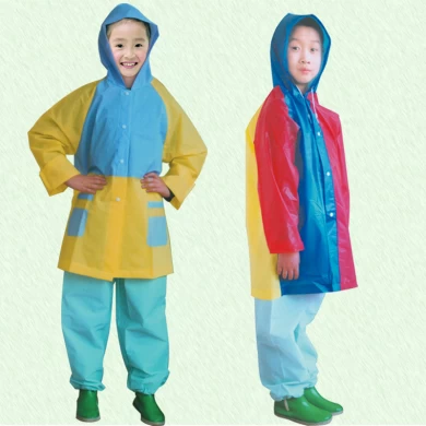 Colorful Stitching Raincoat with a Backpack for Children