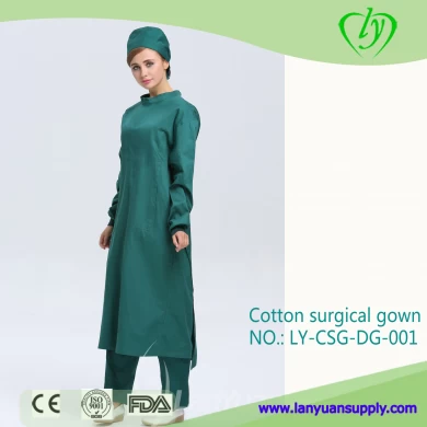 Dark Green Reusable Scrub Polyester Resistant Workear Cotton Surgical Gown 