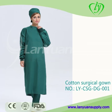 Dark Green Reusable Scrub Polyester Resistant Workear Cotton Surgical Gown 