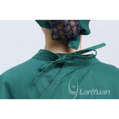 Dark Green Reusable Scrub Polyester Resistant Workear Cotton Surgical Gown 