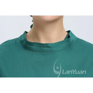 Dark Green Reusable Scrub Polyester Resistant Workear Cotton Surgical Gown 