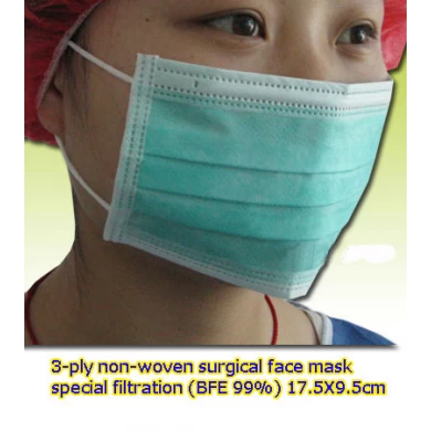 Masque facial non tissé jetable 3ply PP avec boucle d'oreille