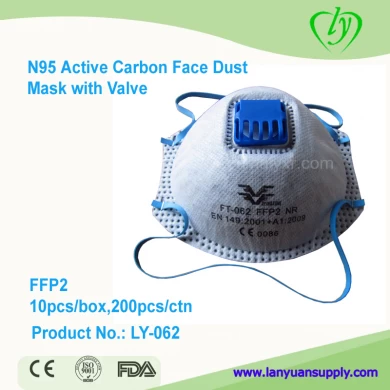 Disposable FFP2 Active Carbon Dust Face Mask Respirator with Valve