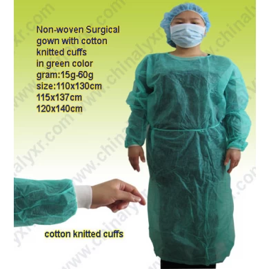 Disposable Nonwoven Isolation Protective Clothing Gowns Elastic and Knitted Cuffs