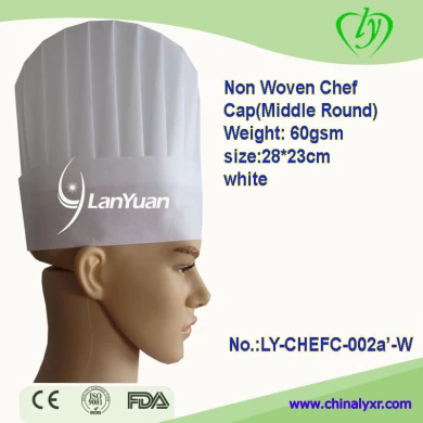 Jetable Nonwoven middlle ronde chef Cap