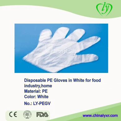 Disposable PE Gloves in White for food industry,home