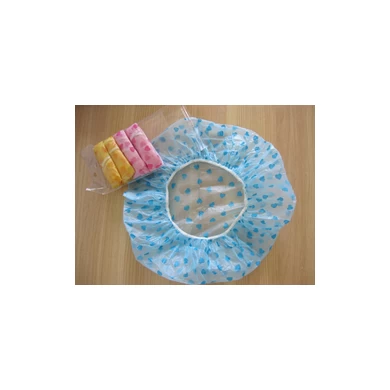 Disposable PE Shower Cap with Heart-shaped