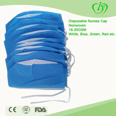 Disposable PP Nonwoven Surgical Nurse Bouffant Cap with Ties