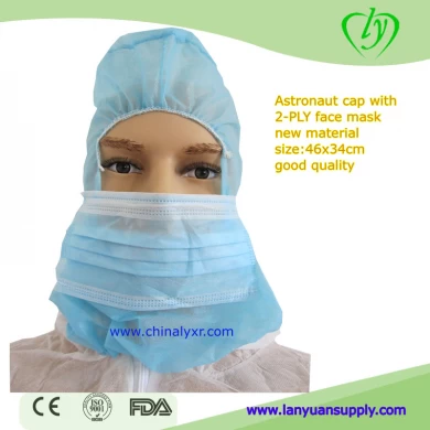 Disposable PP Protective Hoods With Face Mask Astronaut Cap