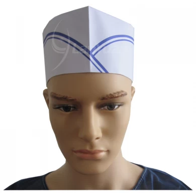 Disposable Paper Chef Cooking Hat (Blue Double Strip )